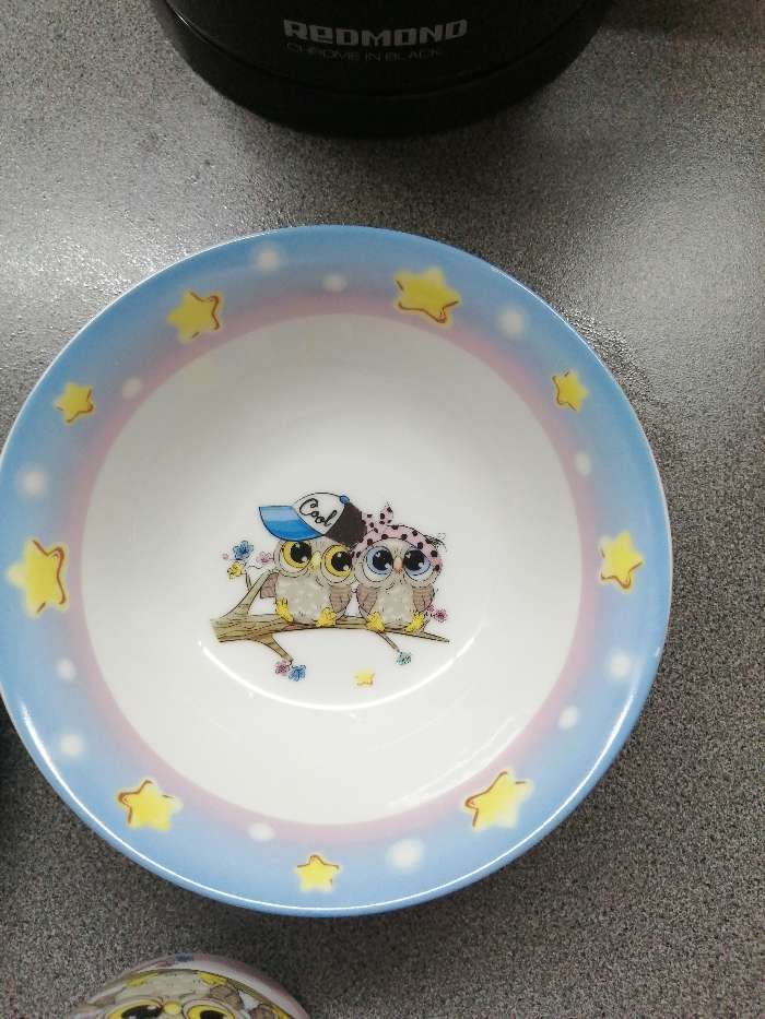 Фотография покупателя товара Набор детской посуды из керамики Доляна «Совы тинейджеры», 3 предмета: кружка 230 мл, миска 400 мл, тарелка d=18 см - Фото 4