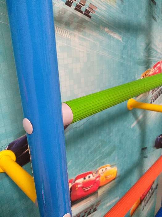 Фотография покупателя товара Детский спортивный комплекс «Атлет-2Ц», покрытие ПВХ, цветные ступени, 670 × 870 × 2250 мм, цвет синий - Фото 2