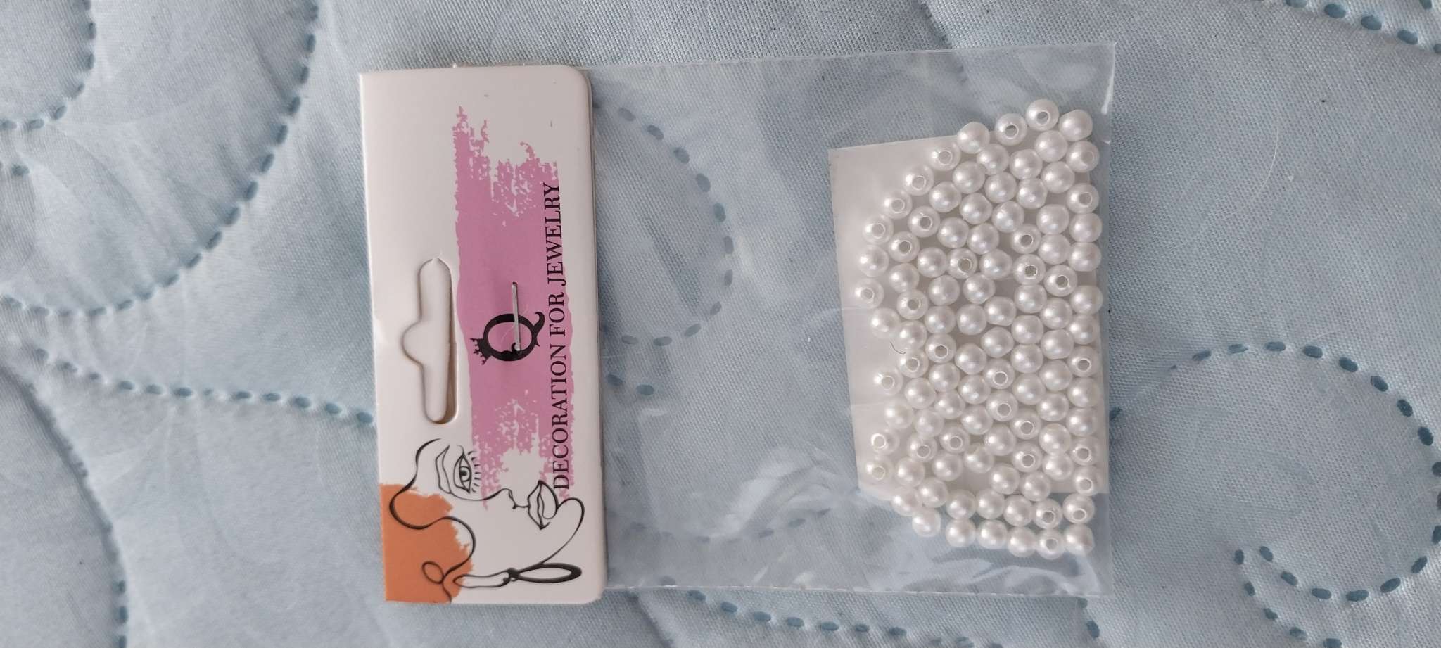 Фотография покупателя товара Бусины №4 «Жемчуг», набор 100 шт., отверстие сквозное, белые - Фото 1