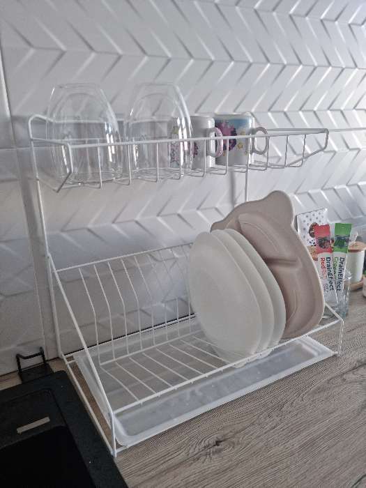 Фотография покупателя товара Сушилка для посуды с поддоном, 38×24×37 см, цвет белый
