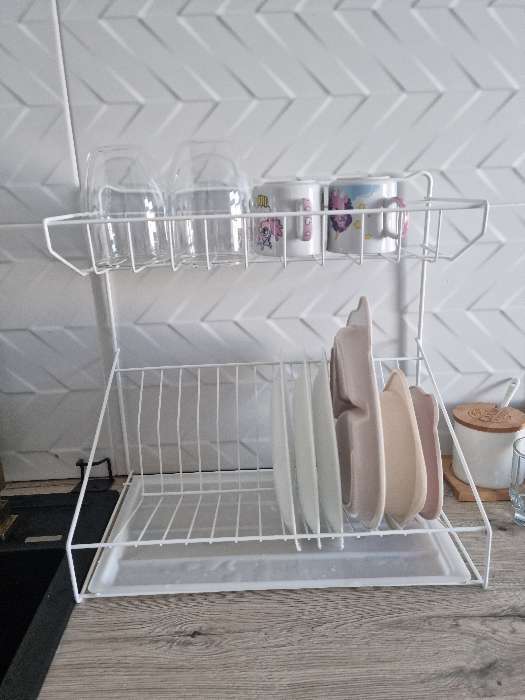 Фотография покупателя товара Сушилка для посуды с поддоном, 38×24×37 см, цвет белый
