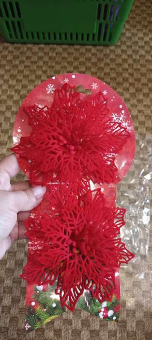 Фотография покупателя товара Ёлочные игрушки 2 шт. «Зимнее волшебство. Резной цветок» пластик, 8.5 см, красный - Фото 4