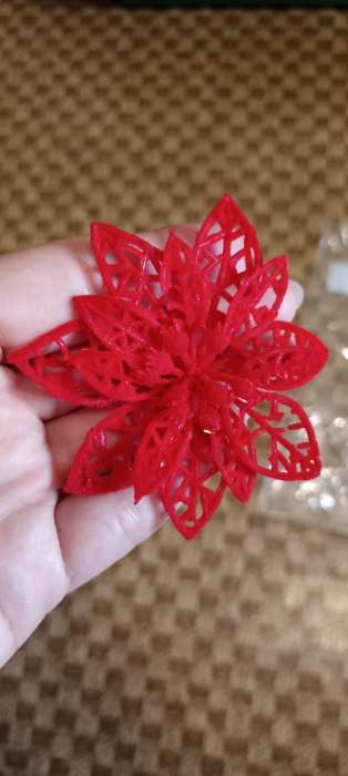 Фотография покупателя товара Ёлочные игрушки 6 шт. «Зимнее волшебство. Резной цветок» пластик, 7 см, красный - Фото 6