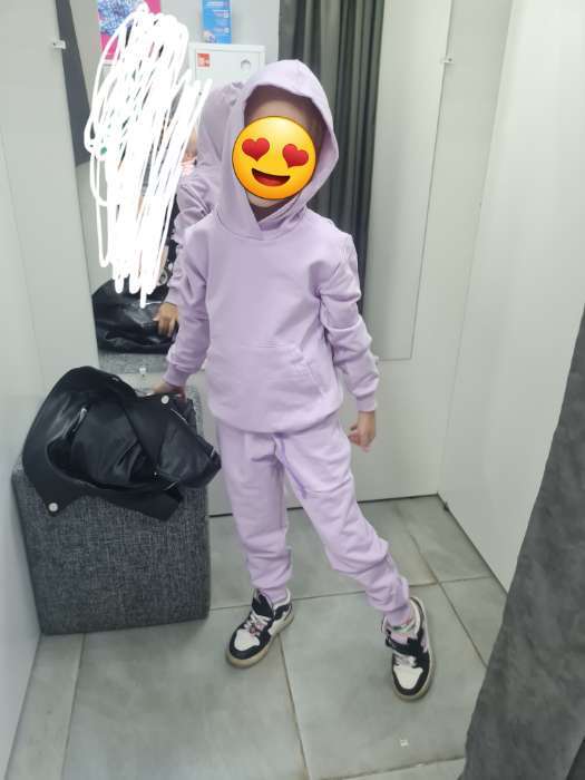 Фотография покупателя товара Костюм для девочки с начёсом (толстовка, брюки), ярко-розовый, рост 104 см - Фото 3