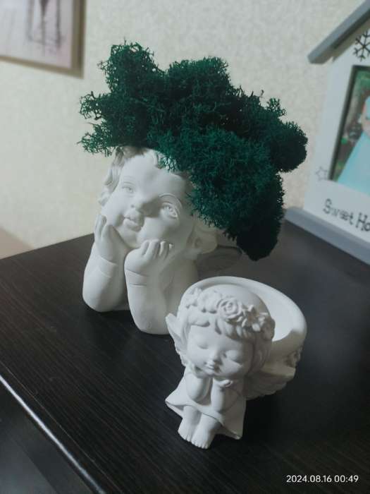 Фотография покупателя товара Подсвечник на 1 свечу «Ангел с корзинкой», гипс, 9×6.5×7 см - Фото 5