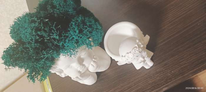 Фотография покупателя товара Подсвечник на 1 свечу «Ангел с корзинкой», гипс, 9×6.5×7 см - Фото 4