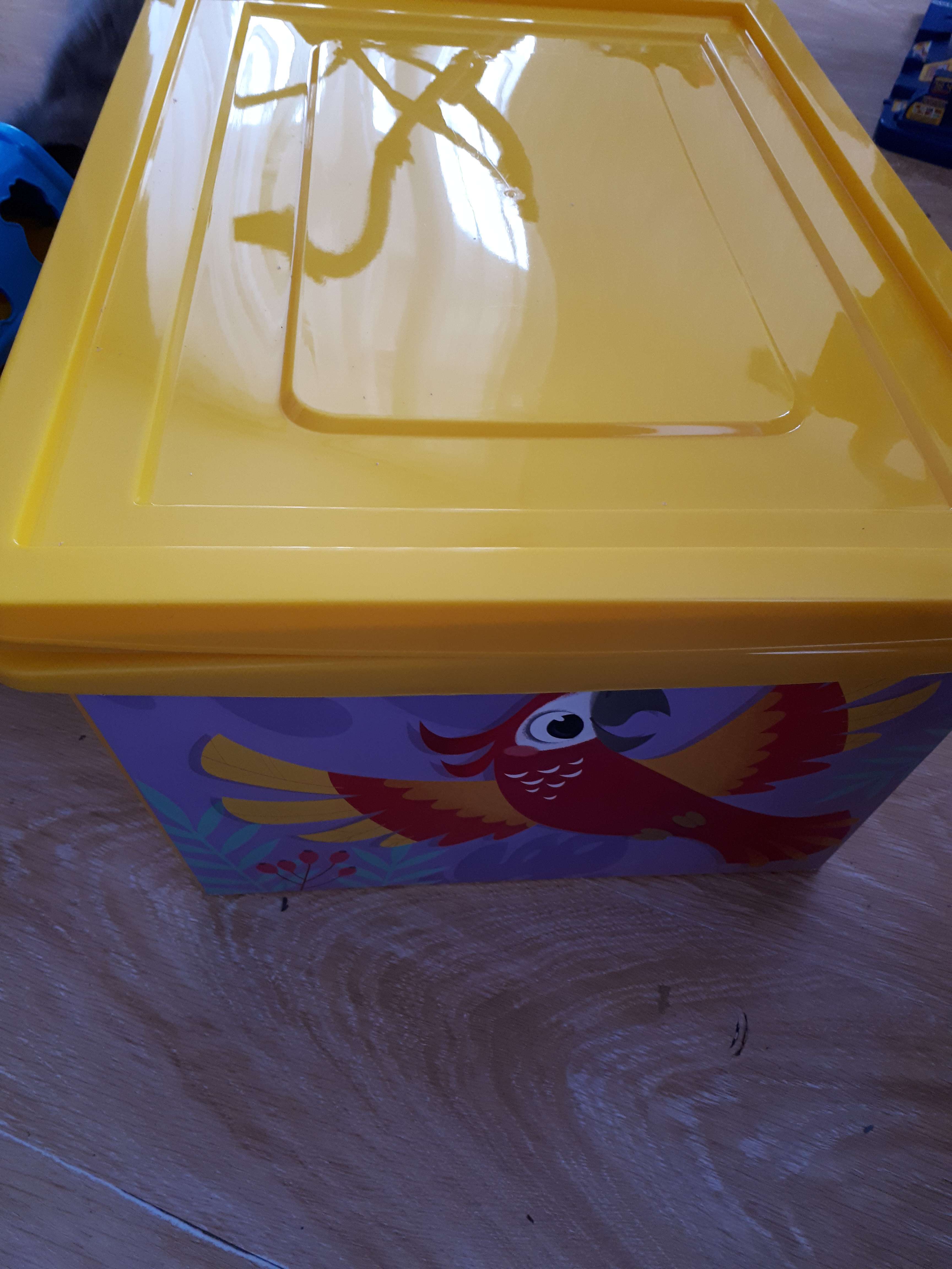 Фотография покупателя товара Ящик для игрушек, с крышкой, «Веселый зоопарк», объём 30 л, цвет жёлтый - Фото 2