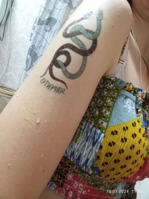 Фотография покупателя товара Переводная тату на тело цветная «Две змеи. Небесные узоры», 10.5×6 см - Фото 2