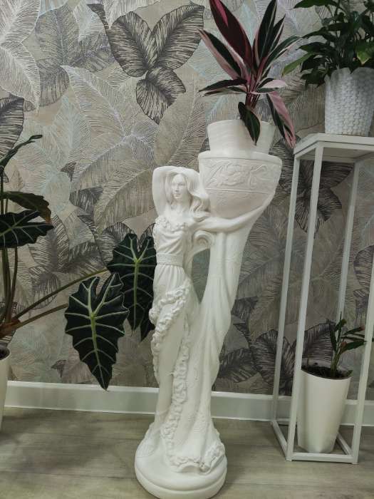 Фотография покупателя товара Фигура с кашпо "Девушка Нимфа" бронза, 1,2л / 30х83х23см - Фото 3