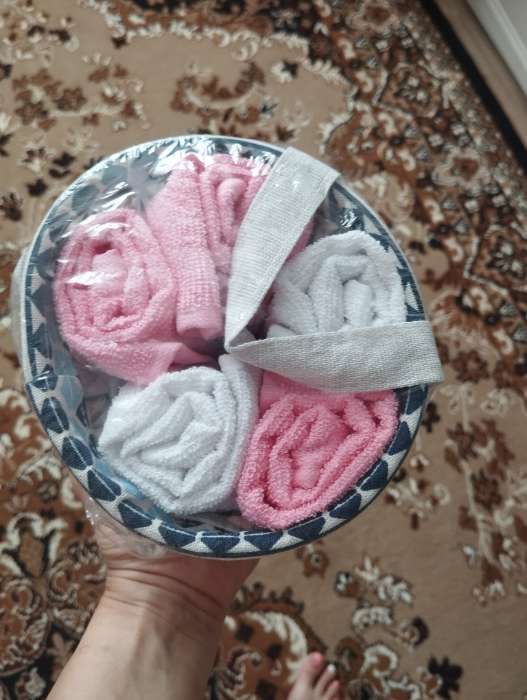 Фотография покупателя товара Салфетки махровые декоративные «Этель. Этно», 5 шт., 30×30 см, хлопок 100%, розовые/белые - Фото 2