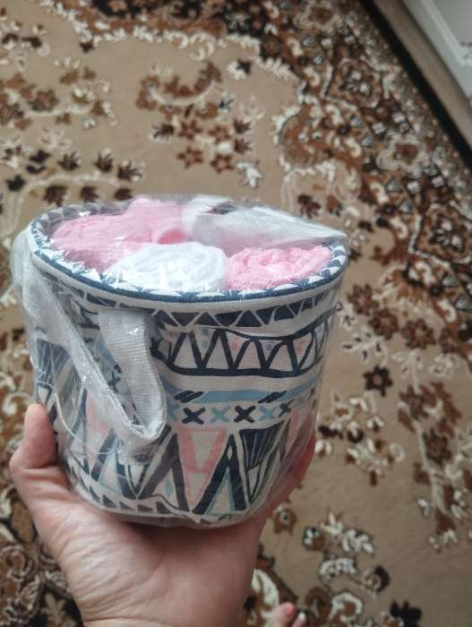 Фотография покупателя товара Салфетки махровые декоративные «Этель. Этно», 5 шт., 30×30 см, хлопок 100%, розовые/белые - Фото 1