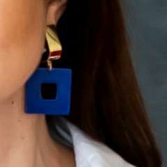 Фотография покупателя товара Серьги ассорти «Азелия» квадрат, цвет синий в золоте