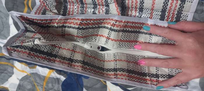 Фотография покупателя товара Сумка хозяйственная на молнии, 45 л, 45×20×50 см, чёрная/белая - Фото 7