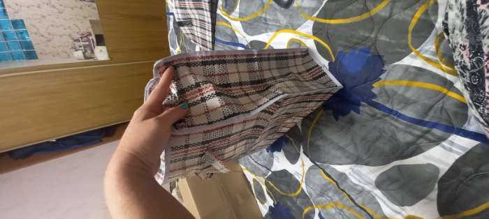 Фотография покупателя товара Сумка хозяйственная на молнии, 45 л, 45×20×50 см, чёрная/белая - Фото 4