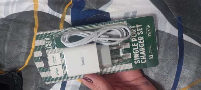 Фотография покупателя товара Сетевое зарядное устройство Hoco C81A, USB, 2.1 А, кабель Type-C, 1 м, белый - Фото 3