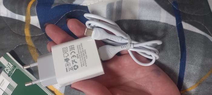 Фотография покупателя товара Сетевое зарядное устройство Hoco C81A, USB, 2.1 А, кабель Type-C, 1 м, белый - Фото 2