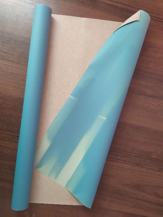 Фотография покупателя товара Плёнка матовая двухсторонняя "Пробковый цвет" светло-голубой, 0,58 х 10 м - Фото 6