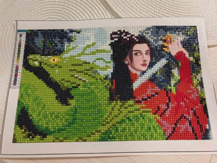 Фотография покупателя товара Алмазная мозаика с частичным заполнением на холсте «Девушка с драконом», 20×30 см - Фото 5