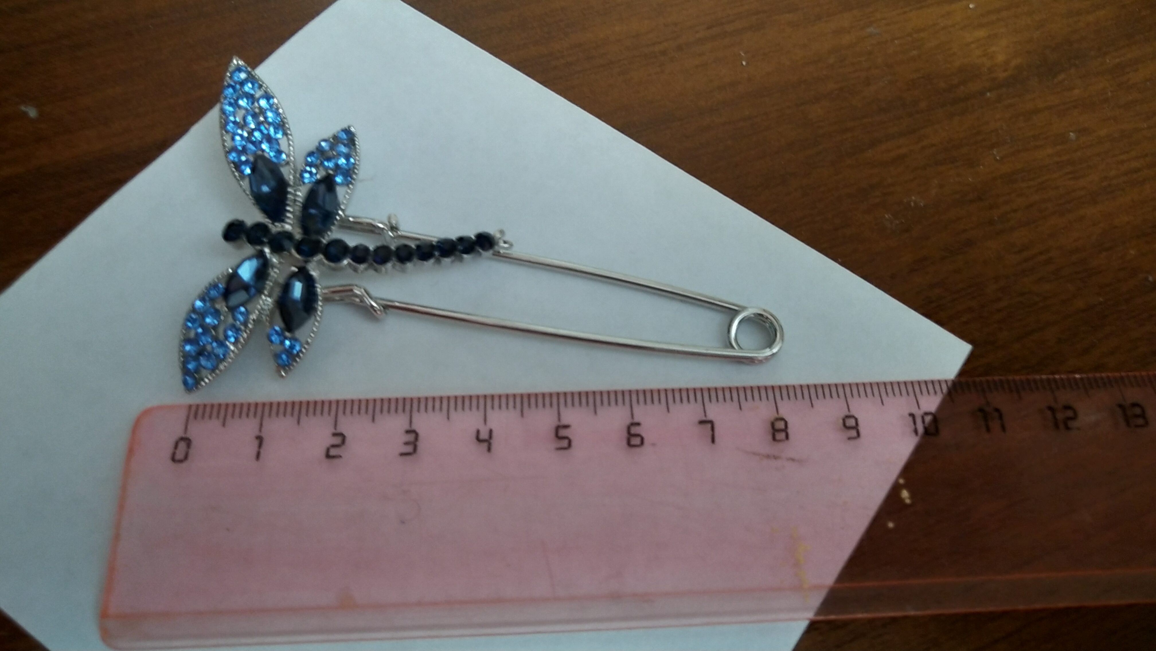 Фотография покупателя товара Булавка «Стрекоза» 7.5 см, синяя в серебре - Фото 2