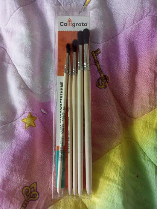 Фотография покупателя товара Набор кистей для рисования, белка, 3 штуки: №: 1, 3, 5, Calligrata, круглые, деревянная ручка, в пакете - Фото 3