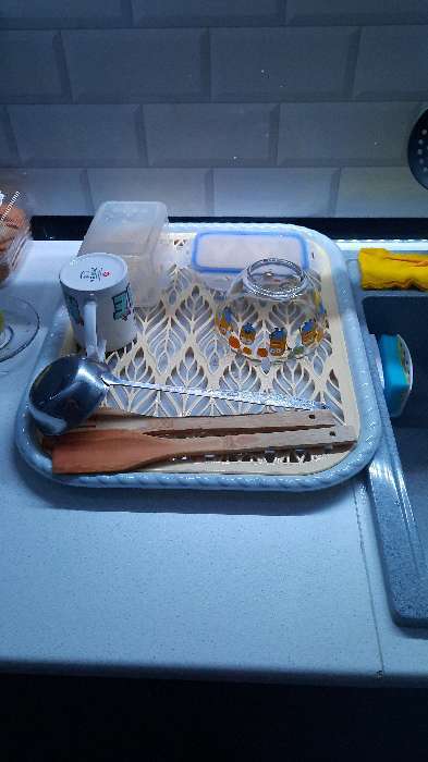 Фотография покупателя товара Поднос с вкладышем для сушки посуды «Колос», 45,5×36 см, цвет МИКС - Фото 14