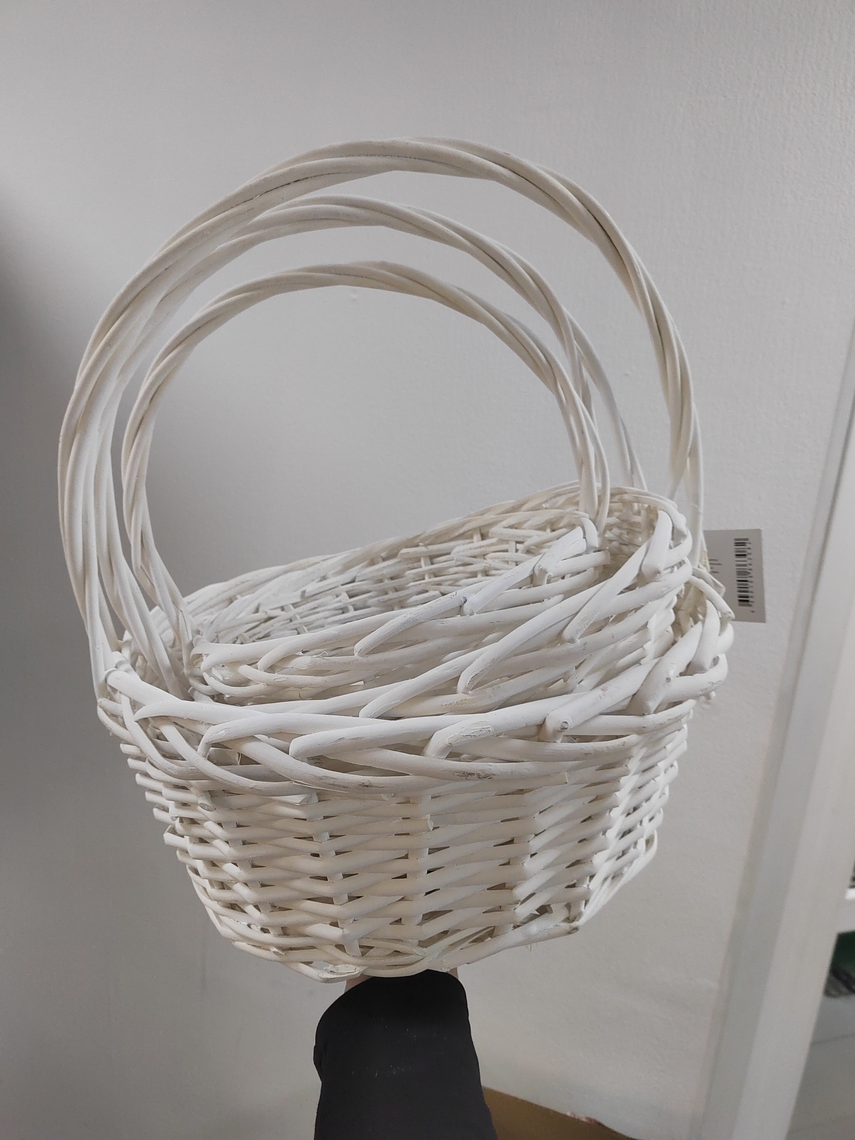 Фотография покупателя товара Корзина плетёная для хранения «Лиана», ива, с ручкой, белая, набор 3 шт. - Фото 1