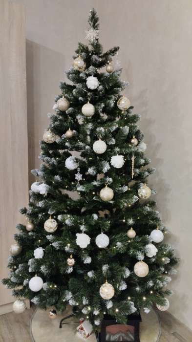 Фотография покупателя товара Ёлочные игрушки «Снежок», шары новогодние, d=8 см, набор 2 шт., бело-золотой - Фото 1