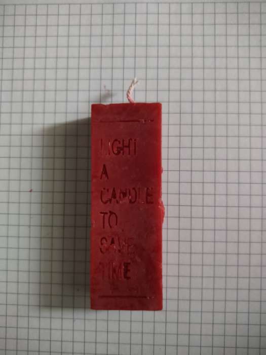 Фотография покупателя товара Свеча формовая с надписью Light a candle, 1.5×1.5×8.5 см, соевый воск, МИКС - Фото 1