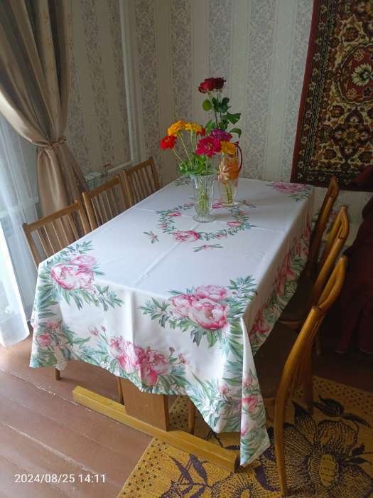 Фотография покупателя товара Скатерть Доляна Рeonies flowers 145*215 +/- 3 см, 100% п/э - Фото 1