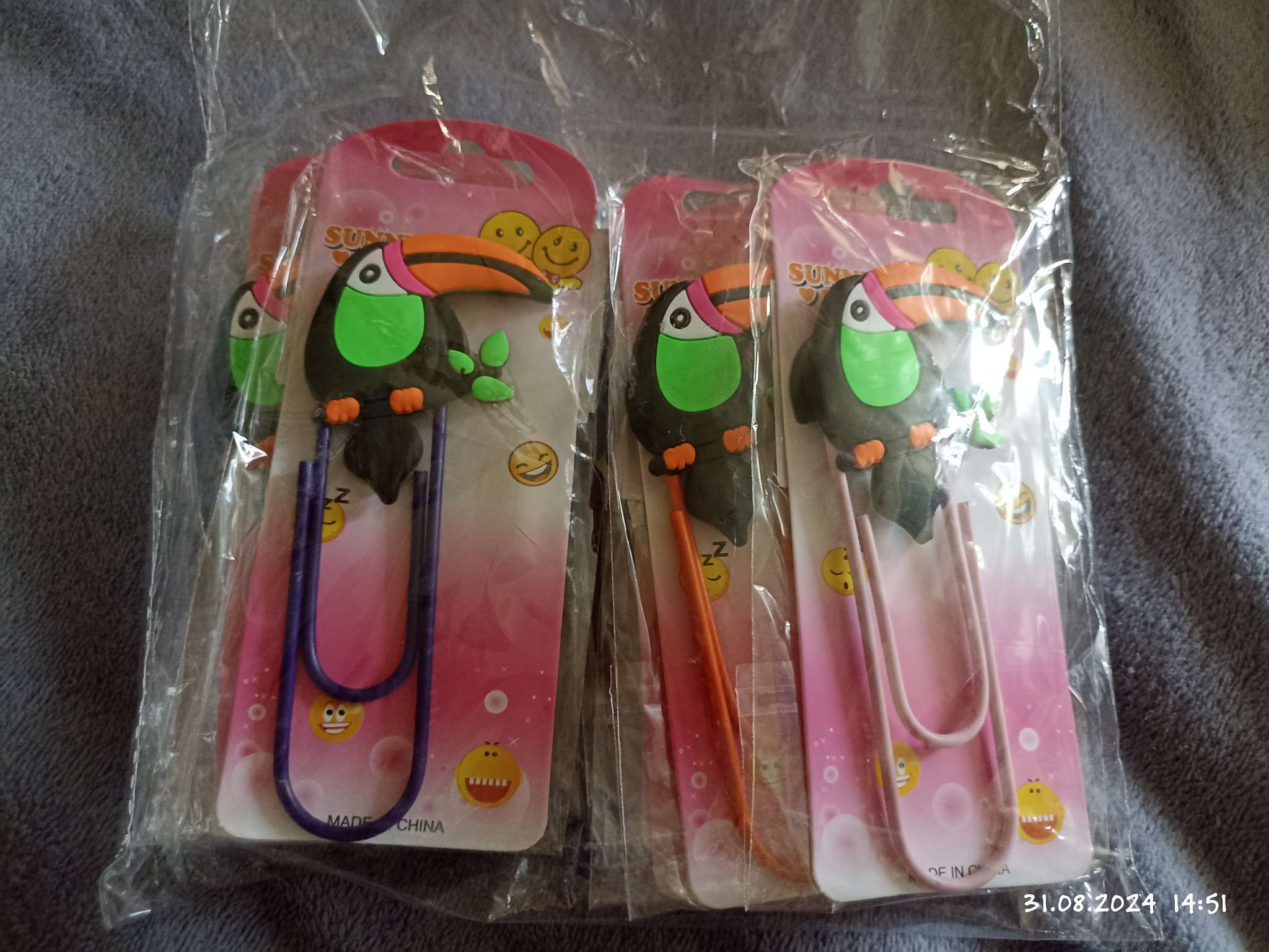 Фотография покупателя товара Закладка-скрепка большая «Тукан», 11 см, МИКС - Фото 1