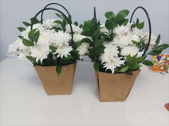 Фотография покупателя товара Сумка для цветов «Лиловая», влагостойкая, 17×17 - 11.5×11.5 - 20 см - Фото 5