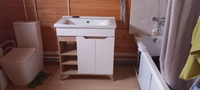 Фотография покупателя товара Тумба «Магнолия 80», с раковиной «Миранда», 760×430×820 мм, цвет белый/сонома - Фото 1