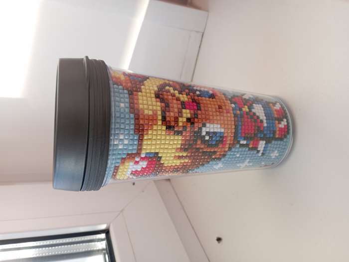 Фотография покупателя товара Термокружка детская с алмазной мозаикой «Дед Мороз», 450 мл, набор для творчества - Фото 4