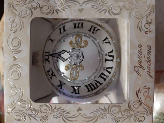 Фотография покупателя товара Ёлочный шар новогодний «Часы», h=8 см, МИКС - Фото 2