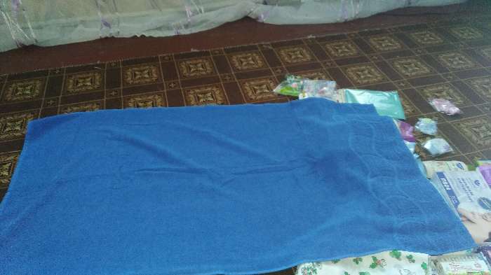 Фотография покупателя товара Полотенце махровое банное "Волна", размер 70х130 см, 300 г/м2, цвет синий