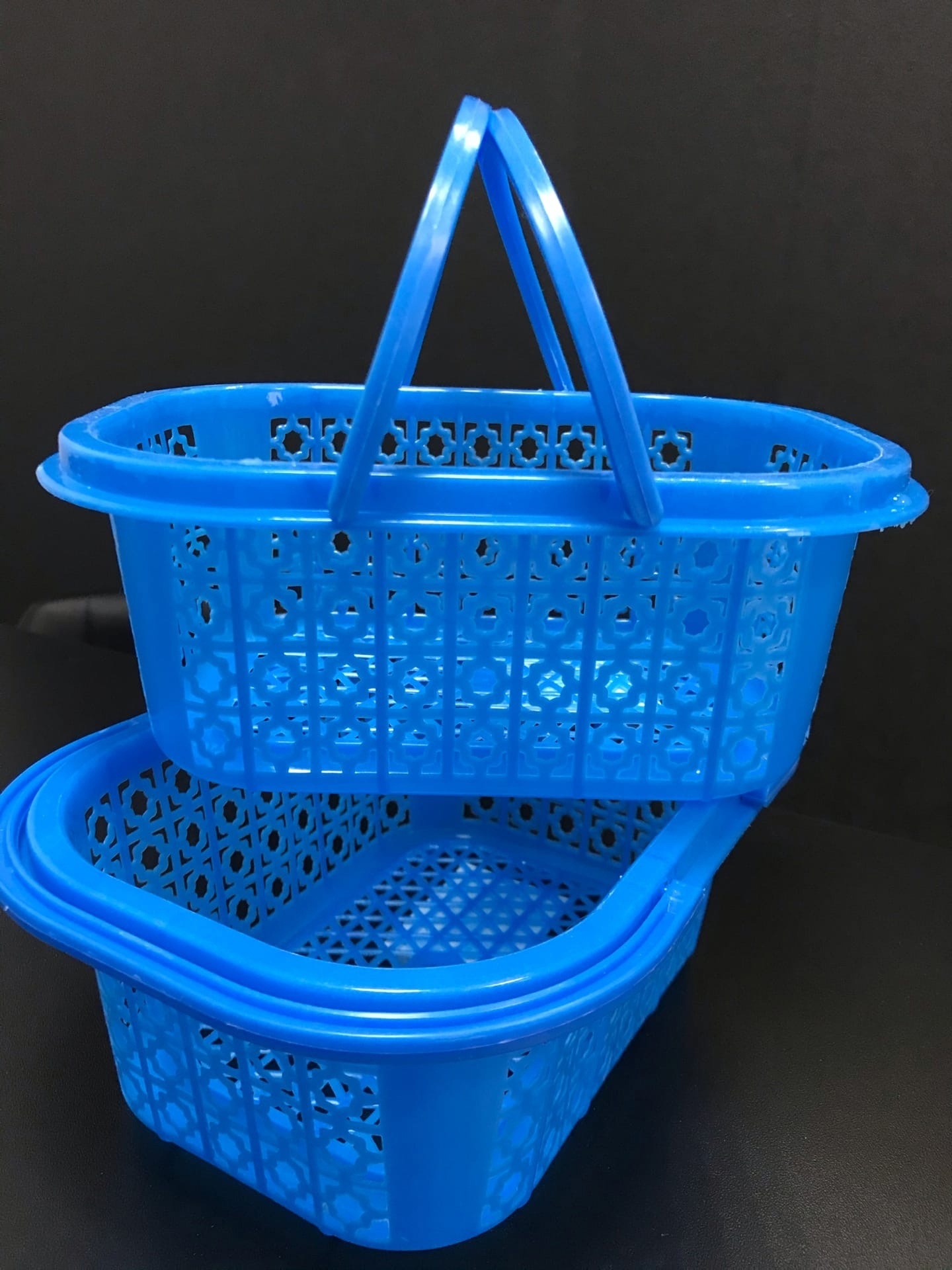 Фотография покупателя товара Корзина для хранения с ручками, пластик, 20.5×15.5×8 см, синяя - Фото 1