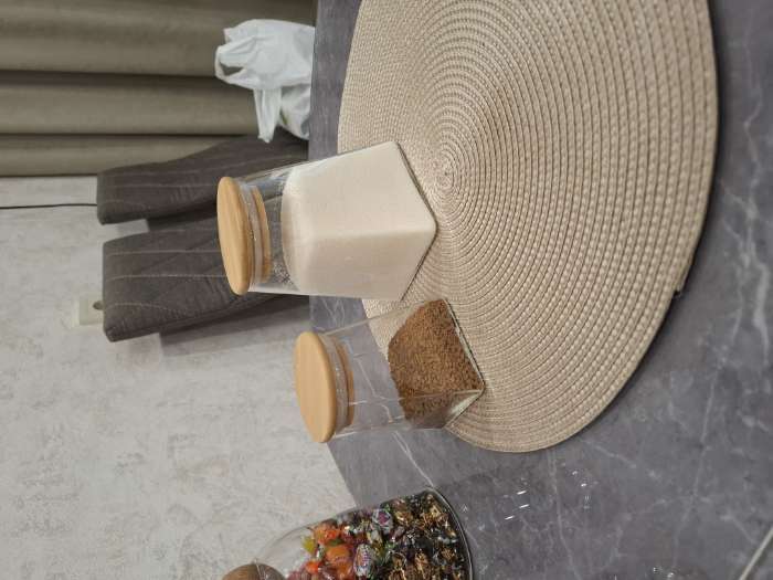 Фотография покупателя товара Банка для сыпучих Magistro «Эко. Трапеция», 550 мл, 8.5×12.5 см, с бамбуковой крышкой, стекло - Фото 2