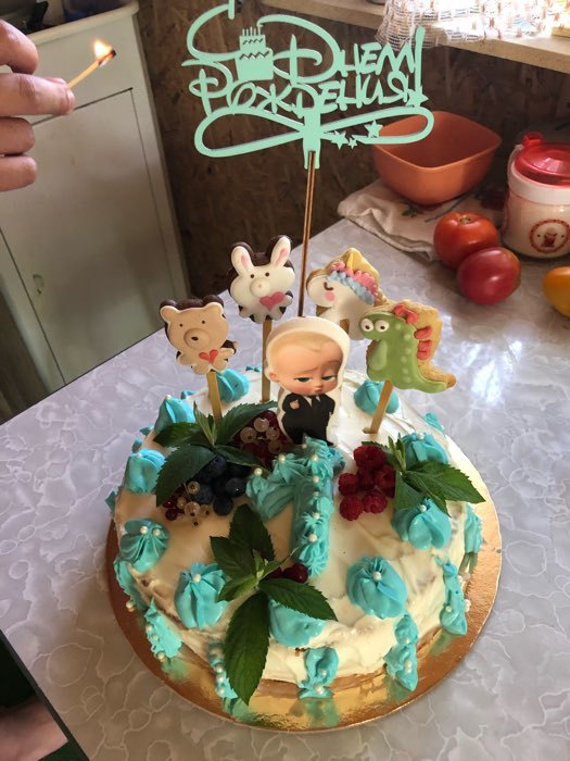 Фотография покупателя товара Топпер деревянный "С Днём Рождения" мятный 13х8 см - Фото 1