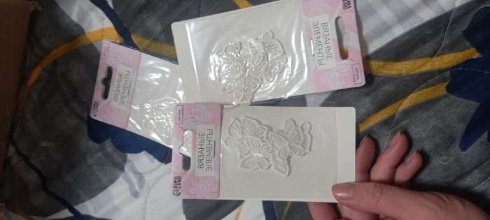 Фотография покупателя товара Аппликация для одежды «Бабочка», текстильная, 2.5×2.5 см, 10 шт., белая - Фото 3