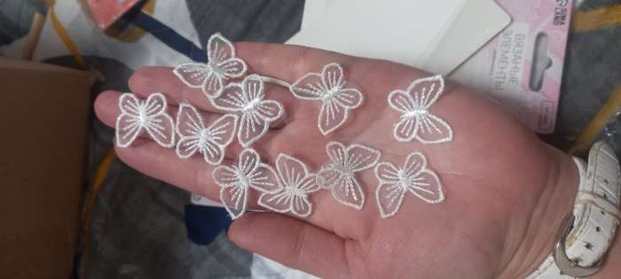 Фотография покупателя товара Аппликация для одежды «Бабочка», текстильная, 2.5×2.5 см, 10 шт., белая - Фото 1