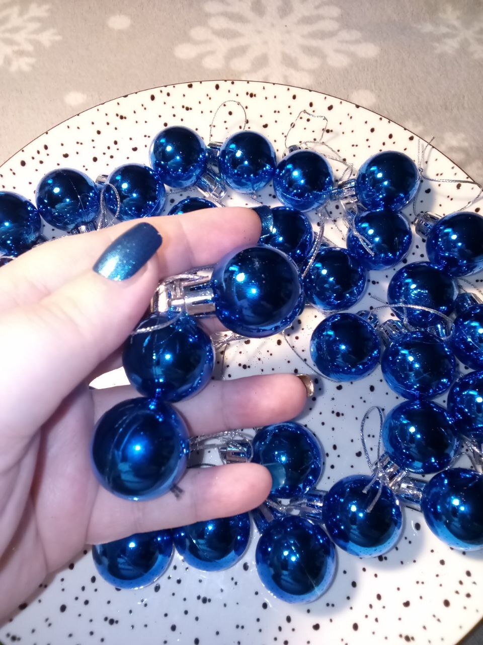 Фотография покупателя товара Ёлочные игрушки «Глянец», шары новогодние, d=3 см, набор 6 шт., синий - Фото 2