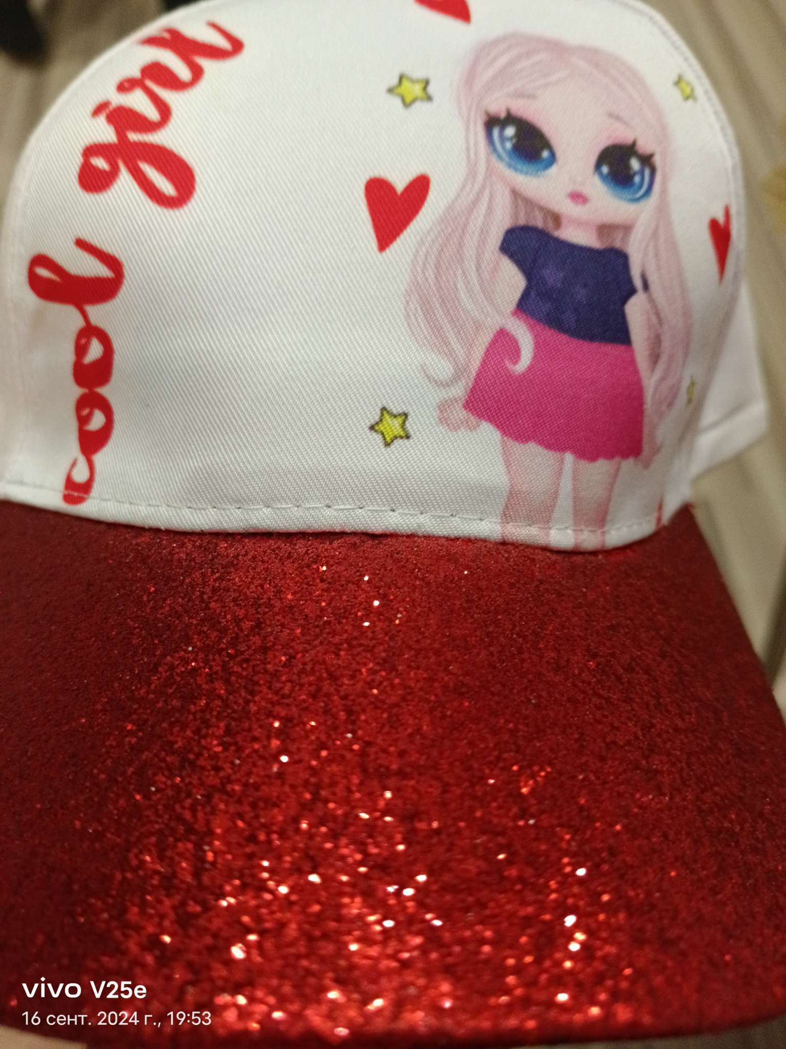 Фотография покупателя товара Кепка детская для девочки Cool girl, цвет белый, р-р 52-54 - Фото 2