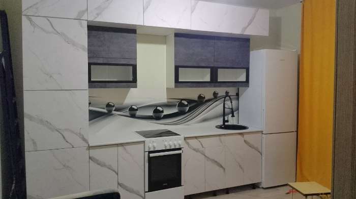 Фотография покупателя товара Кухня трёхуровневая в потолок «Техно», 3000 мм, цвет мрамор белый/бетон графит - Фото 12