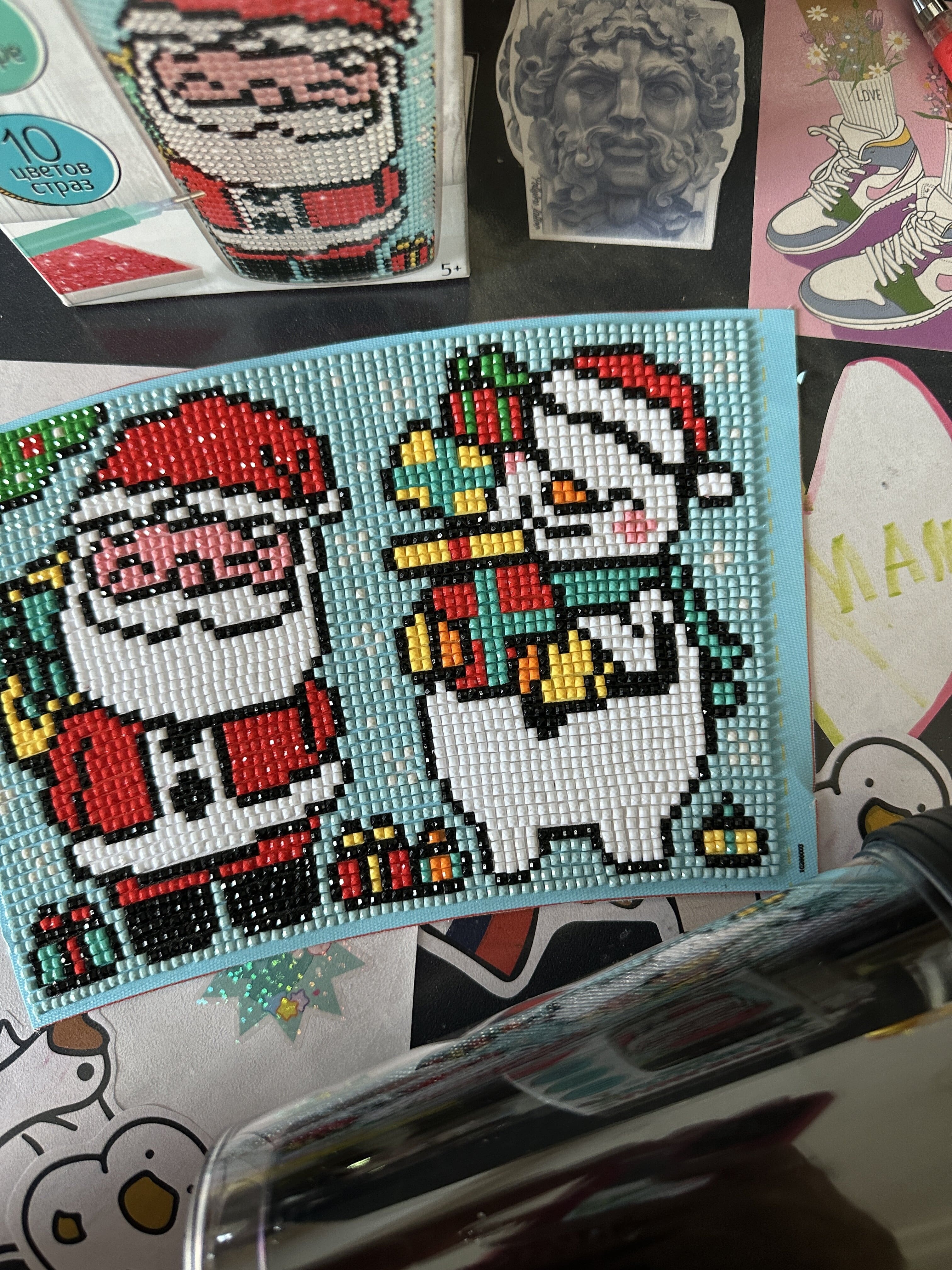 Фотография покупателя товара Термокружка детская с алмазной мозаикой «Дед Мороз», 450 мл, набор для творчества - Фото 3