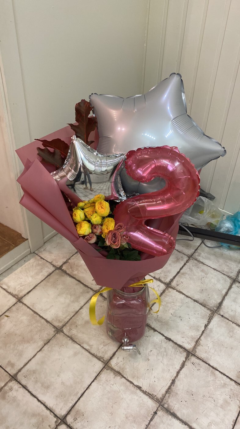 Фотография покупателя товара Воздушные шары фольгированные 16" «Набор цифры 0-9», для палочки, МИКС - Фото 1