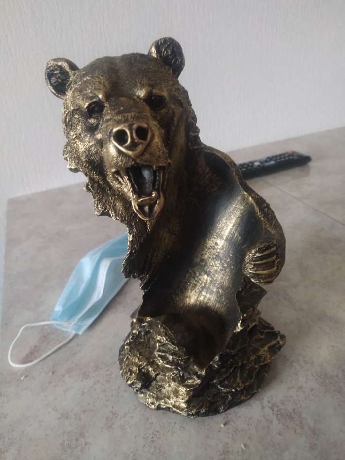 Фотография покупателя товара Подставка под бутылку "Медведь" бронза 15х16х25см
