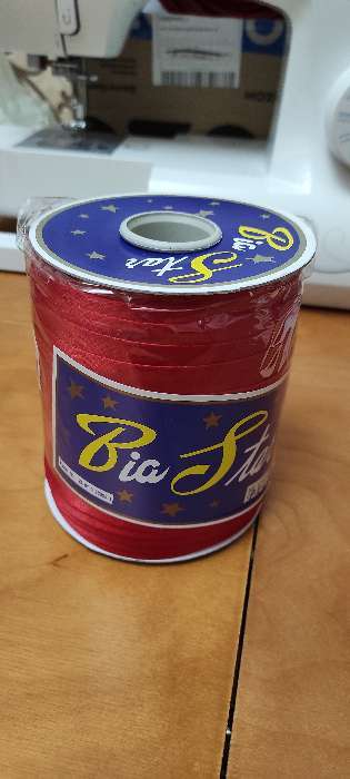 Фотография покупателя товара Косая бейка атласная, 15 мм × 132 м, цвет красный F162