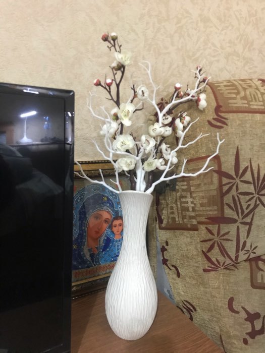 Фотография покупателя товара Ваза керамическая "Лиза", настольная, белая, 32 см - Фото 3