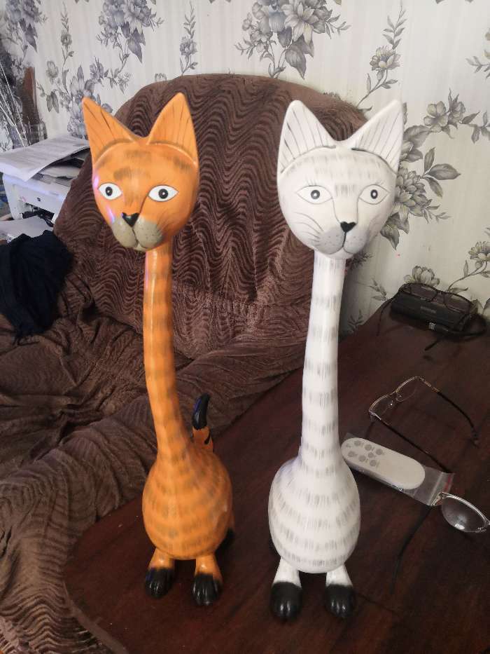 Фотография покупателя товара Сувенир «Рыжая кошечка с длинной шеей», 10×15×50 см, дерево - Фото 1