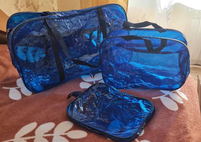 Фотография покупателя товара Набор сумок в роддом, 3 шт., цветной ПВХ, цвет голубой - Фото 5